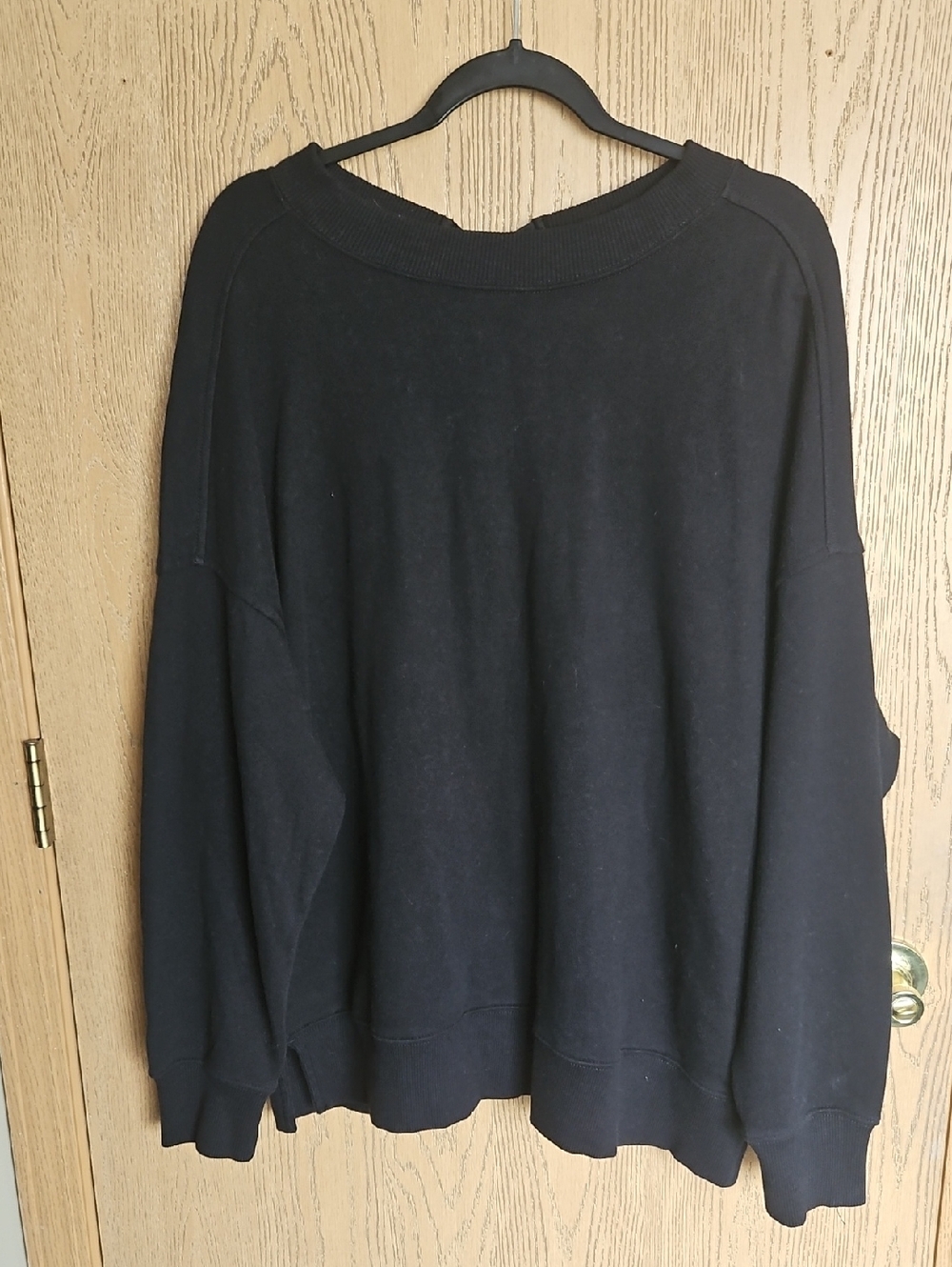 Aerie Black Women's Oversized Crewneck Sweater With Beautiful Tye On Back